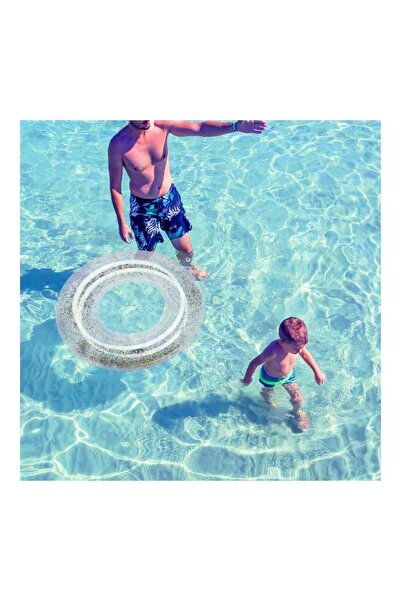 DOMEET Inflatable Swim Ring Sliver Sequins Circle Shaped Summer Swimming Pool Float Ring Durable Inflatable