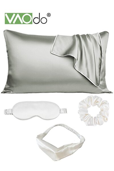 VAODO 5PCS Pillowcase for Hair and Skin Vegan Silk Pillowcase Set 2 Satin Pillowcases 1 Hair Tie 1 Eye Mas