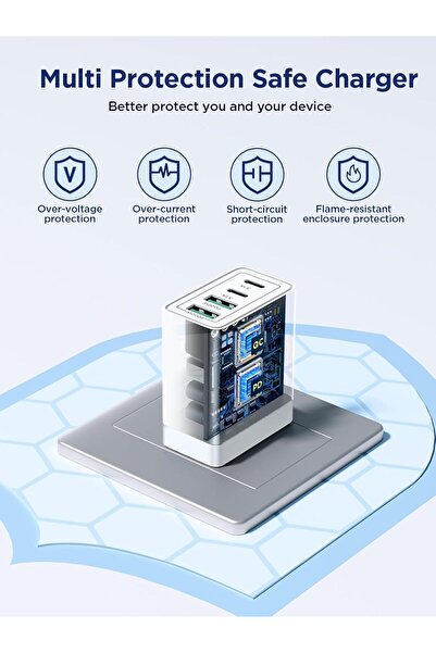 LA' PRECIOUS USB C Charger PD 40W 4-Port Fast Charger (2 USB-C & 2 USB-A) - White