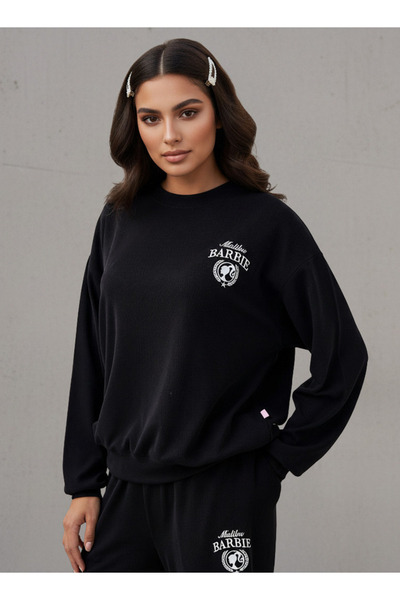 SP Characters Oversized Sweatshirt with Barbie Embroidery Detail