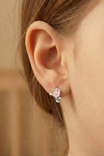 Söğütlü Silver 925 ayar gümüş küpe mineli umut kuşu çocuk küpesi SGTL12583RODAJ