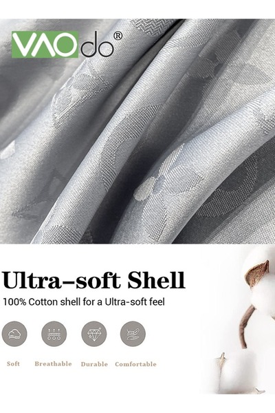 VAODO 4PCS Skil Comforter Set Luxury Breathable Silky and Strong Drape Satin Jacquard Sheet Set Soft Silky