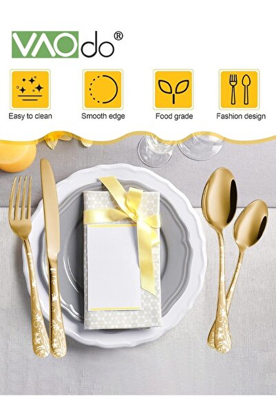 VAODO 20PCS Stainless Steel Cutlery Set, Butterfly Silverware Set Service for 4, Flatware Personal Set wit