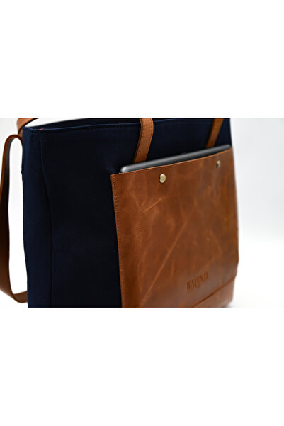 karenzi Artisanal Canvas & Genuine Leather Horizontal Tote Bag