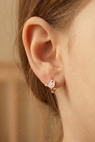 Söğütlü Silver 925 ayar gümüş küpe rose mineli umut kuşu çocuk küpesi SGTL125...