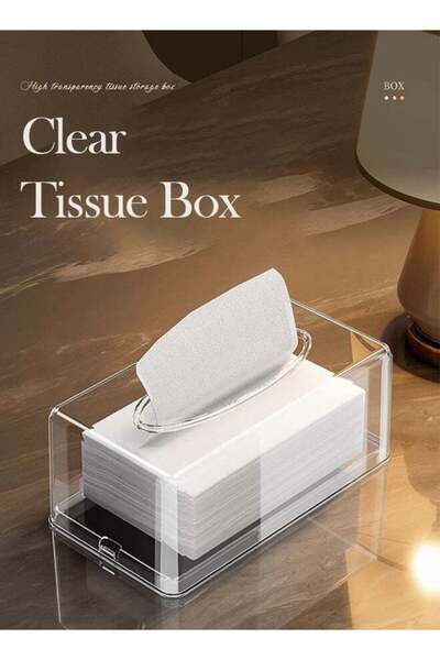 Bukela Clear Acrylic Rectangular Tissue Box Holder (22 x 12 x 9 cm)