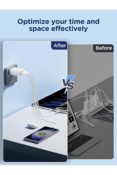 LA' PRECIOUS USB C Charger PD 40W 4-Port Fast Charger (2 USB-C & 2 USB-A) - White