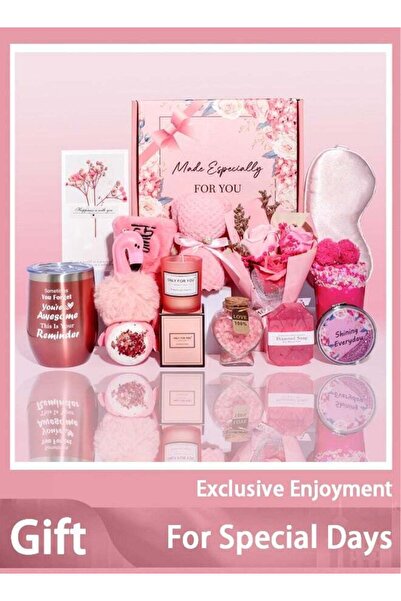 Arabest صندوق هدايا متكامل للزوجة والصديقة المقربة - كوب ذهبي وردي، مرآة تجميل وشمعة (حفل زفاف/مناسبة خاصة)