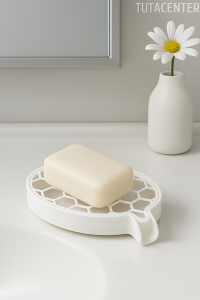 TUTACENTER Petek Desenli Su Tahliyeli Sabunluk Standı Modern Banyo Standı