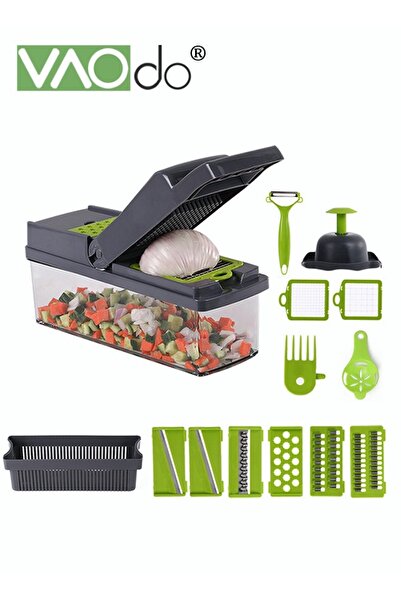 VAODO مفرمة خضراوات 14 في 1، مفرمة طعام متعددة الوظائف قابلة للتعديل مع حاوية...