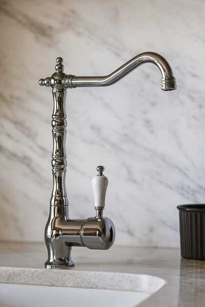 KCA ARMATÜR Rustic Design Swivel Spout Kitchen Sink Faucet – Ceramic Handle, ...