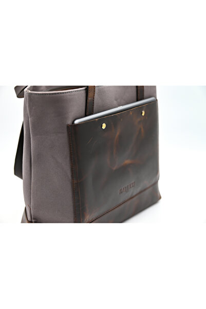 karenzi Artisanal Canvas & Genuine Leather Horizontal Tote Bag