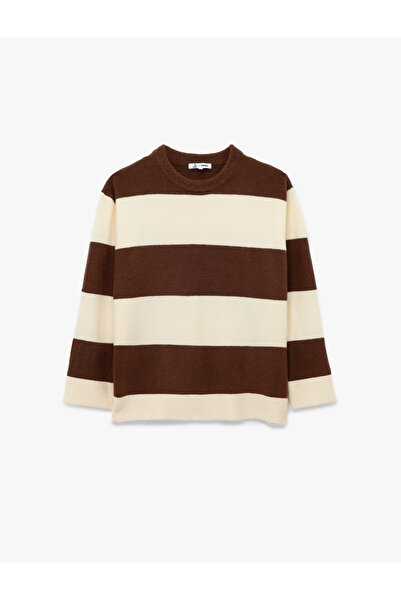 Koton Long Sleeve Striped Crew Neck Knit Sweater