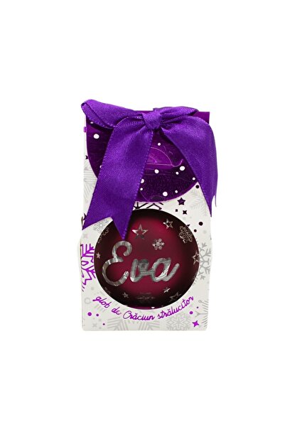 Gift Design Christmas globe, with LED, cherry color, name "Eva"