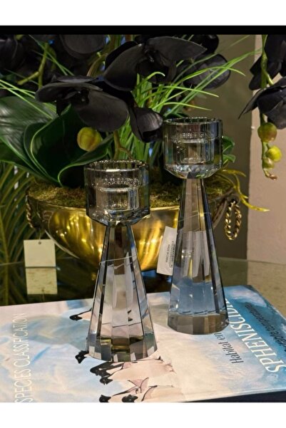 zepce design 2'li Kristal Şamdan cam mumluk