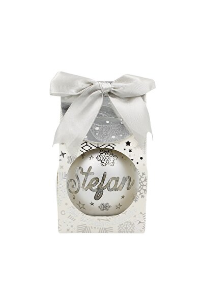 Gift Design Christmas globe, with LED, silver color, name "Ștefan"