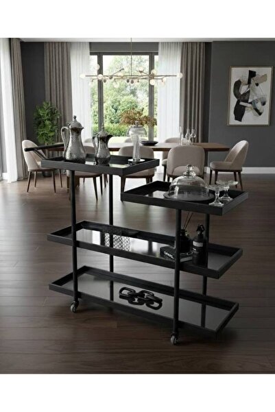 LAMST Kitchen Trolley Cart 4 Levels - Black, Modern Design