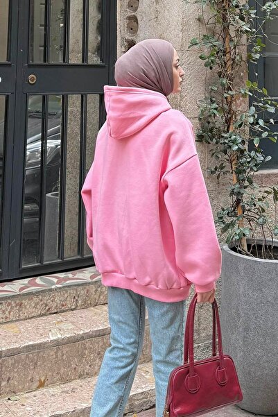 lamelif με κουκούλα oversized Πλαϊνές τσέπες Sweat Candy Pink