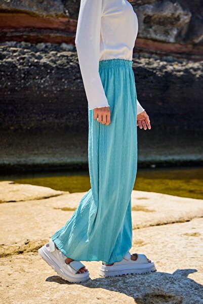 Starinci Mayo Women's Trousers Ayrobin Fabric Blue Polka Dot