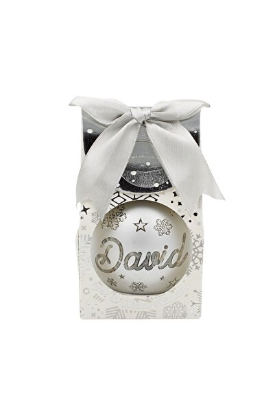 Gift Design Christmas globe, with LED, silver color, name "David"