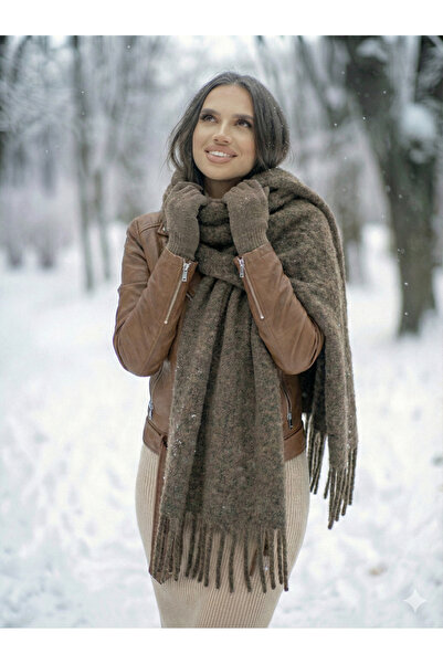 Luminos Butik Mink Tassel Scarf – Shawl and Wide Construction, Ideal for Cold Weather Sal1296