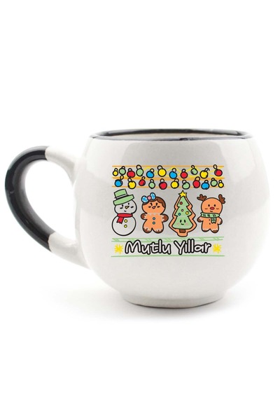 PALTO TASARIM Christmas Lights Cream Shiny Balloon Mug -New Year Themed Mug