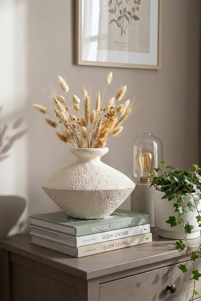 Koza Home مزهرية صغيرة بيضاء من سيراميك سافيا 10130