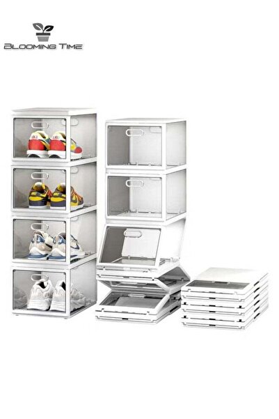 BLOOMING TIME صندوق تخزين أحذية قابل للطي من 4 طبقات لغرفة النوم والخزانة، حا...