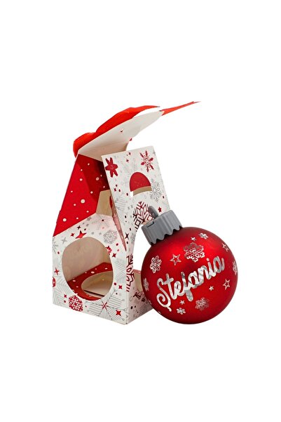 Gift Design Christmas globe, with LED, red color, name "Ștefania"