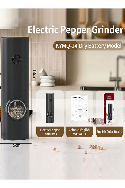 X SPRING Electric Pepper Grinder - Adjustable Coarseness Ceramic Grinder with Built-in LED Light