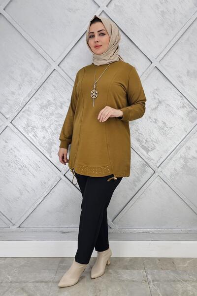 PYS KADIN TAŞ VE KOLYE DETAYLI TESETTÜR TUNİK