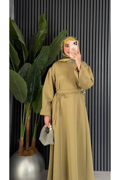 Molly Nelly Women's Skuba Lace-Up Front Lace-Up Detailed Long Dress