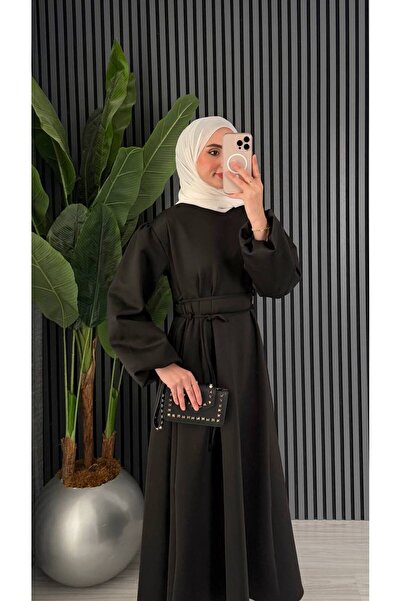 Molly Nelly Women's Skuba Lace-Up Front Lace-Up Detailed Long Dress