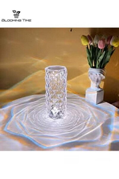 BLOOMING TIME مصباح طاولة LED كريستالي ماسي من Rose Ray بجانب السرير ضوء ليلي جو قابل لإعادة الشحن يعمل باللمس