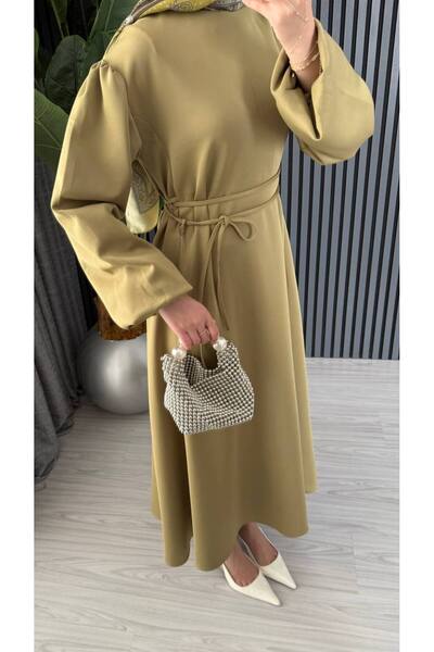 Molly Nelly Women's Skuba Lace-Up Front Lace-Up Detailed Long Dress