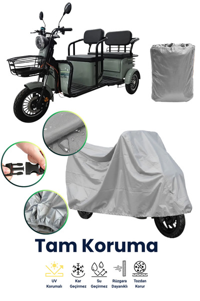 dokaca غطاء دراجة نارية كهربائية رمادي اللون بمقعدين وثلاث عجلات، غطاء دراجة ...