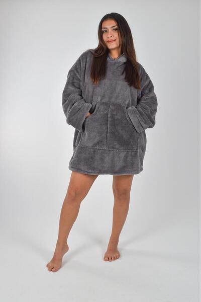 Uçkan home بطانية تلفزيون قابلة للارتداء من ويلسوفت بغطاء رأس للجنسين، مصنوعة من القطيفة، قصة فضفاضة بونشو