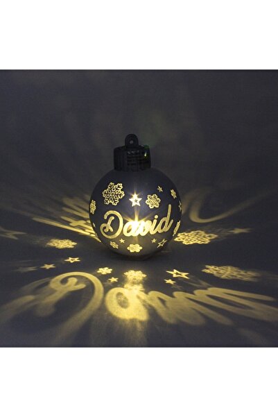 Gift Design Christmas globe, with LED, silver color, name "David"