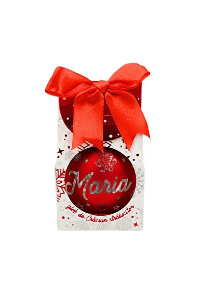 Gift Design Christmas globe, with LED, red color, name "Maria"