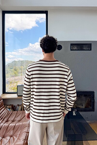 Flaw Wear Buttoned Striped Knitwear Sweater