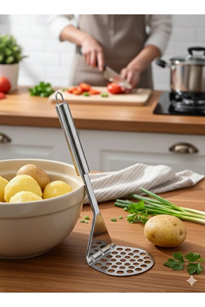HZL HOME Metal Patates Ezici Püre Yapıcı Pratik Kullanım Estetik Görünüm Patates Ezici
