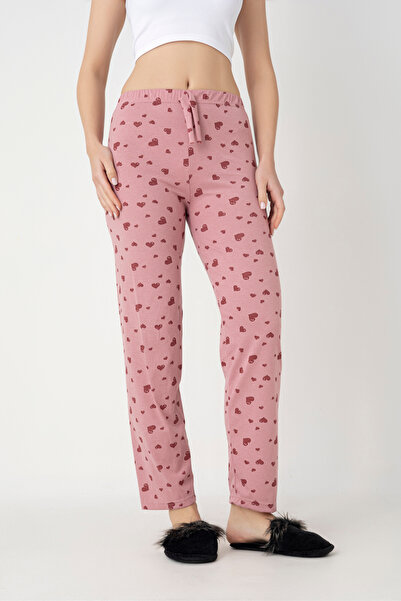 DONEX Βαμβακερή λεπτή αναπνεύσιμη υφασμάτινη κορδέλα μέσης λεπτομέρεια εμπριμέ χωρίς τσέπες Γυναικείες πιτζάμες κάτω