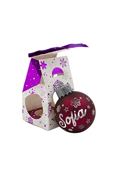 Gift Design Christmas globe, with LED, cherry color, name "Sofia"