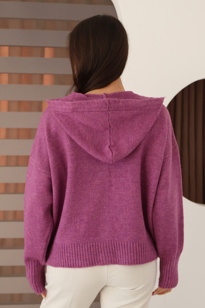 ALCHON Hooded Long Sleeve Lace-Up Four Button Soft Textured Stylish Standard Length Winter Basic Knitwear Cardigan