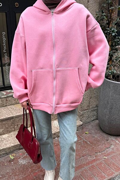 lamelif με κουκούλα oversized Πλαϊνές τσέπες Sweat Candy Pink