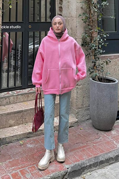 lamelif με κουκούλα oversized Πλαϊνές τσέπες Sweat Candy Pink