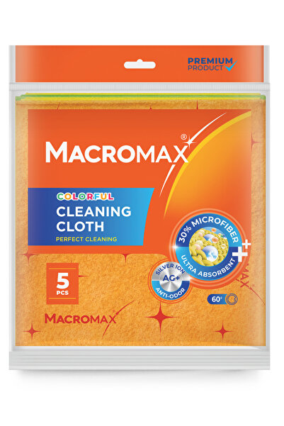 MACROMAX 5 قطع قماش تنظيف ملونة ومتينة متعددة الأغراض