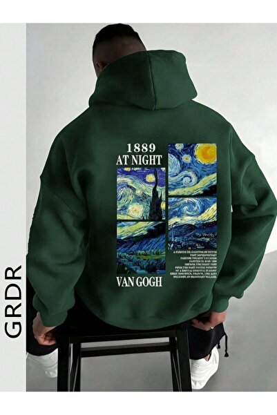CLASSY.MODA Premium Unisex Hooded Oversized Sweatshirt – “Nocturne 1889” Starry Night Inspired Art Print