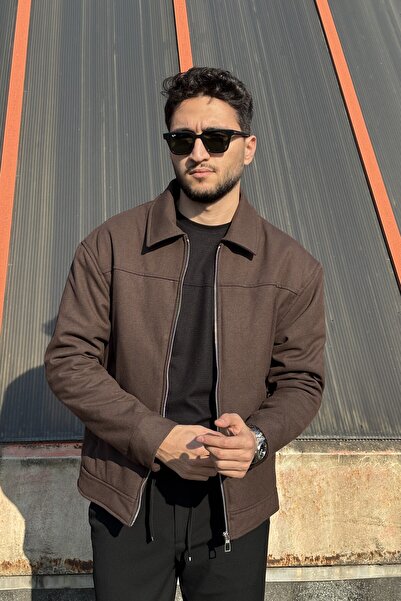 inpool Men'S, Standard-Fit, Shirt Collar, Metal Zipper, Old Money Culture, Semi-Coat, Jacket 644