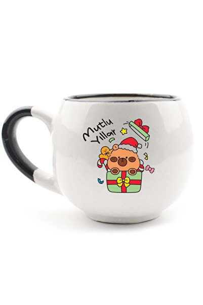 PALTO TASARIM Happy Birthday Little Bear Cream Shiny Balloon Mug - New Year Themed Mug